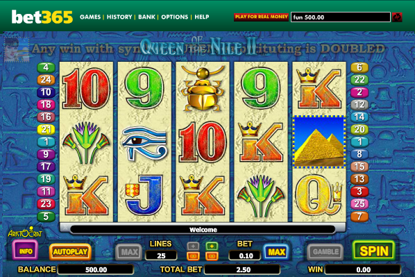 Bet365 Queen of the nile slot game
