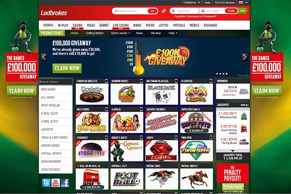 Ladbrokes Vegas Casino Games